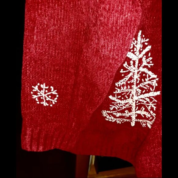 Allison Daley Women's Jacket Extra Large Red Chenille Full Zip for Christmas - Picture 8 of 9